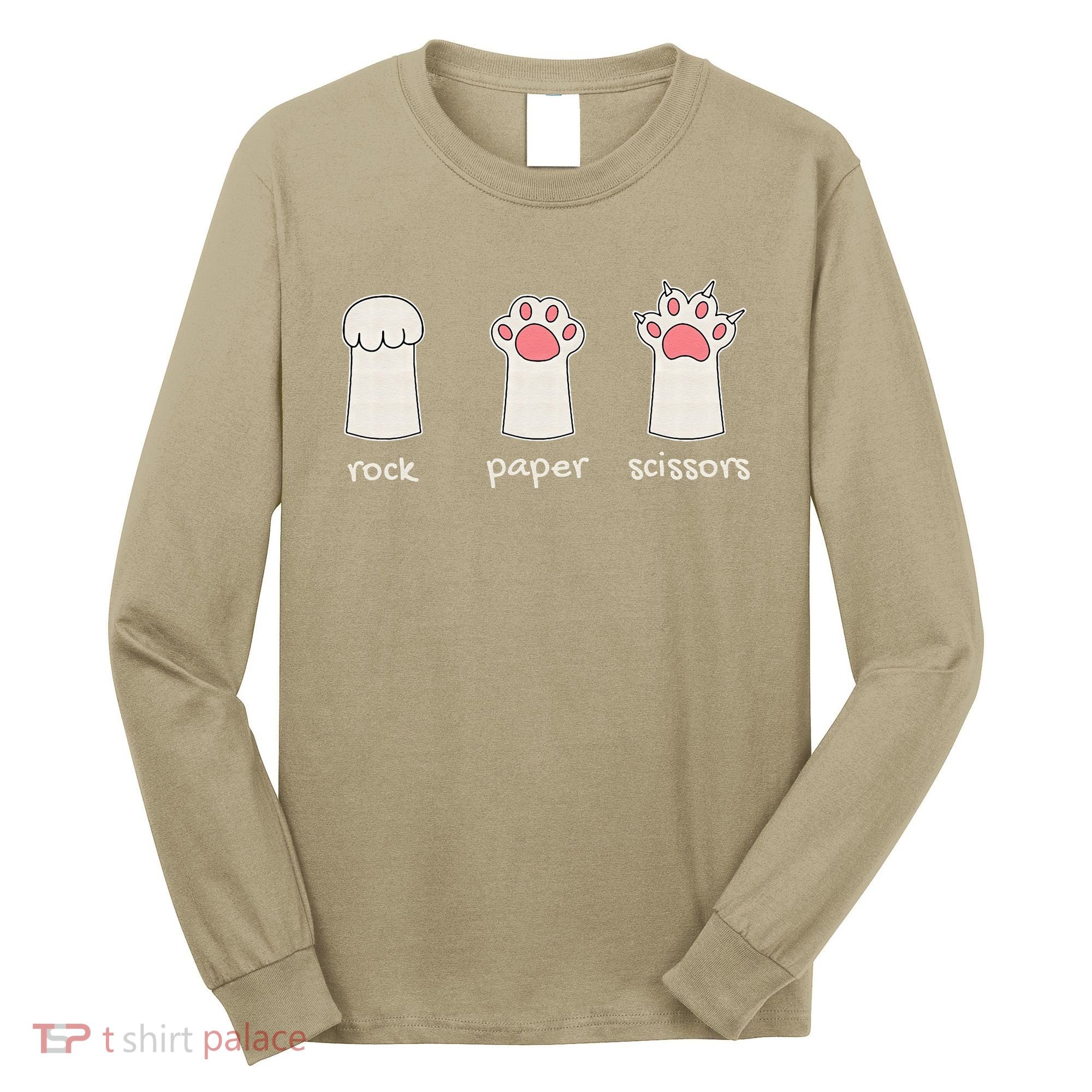 Funny Cat Rock Paper Scissors Cute Cat Paws Long Sleeve Shirt