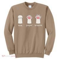 Funny Cat Rock Paper Scissors Cute Cat Paws Sweatshirt thumb 0