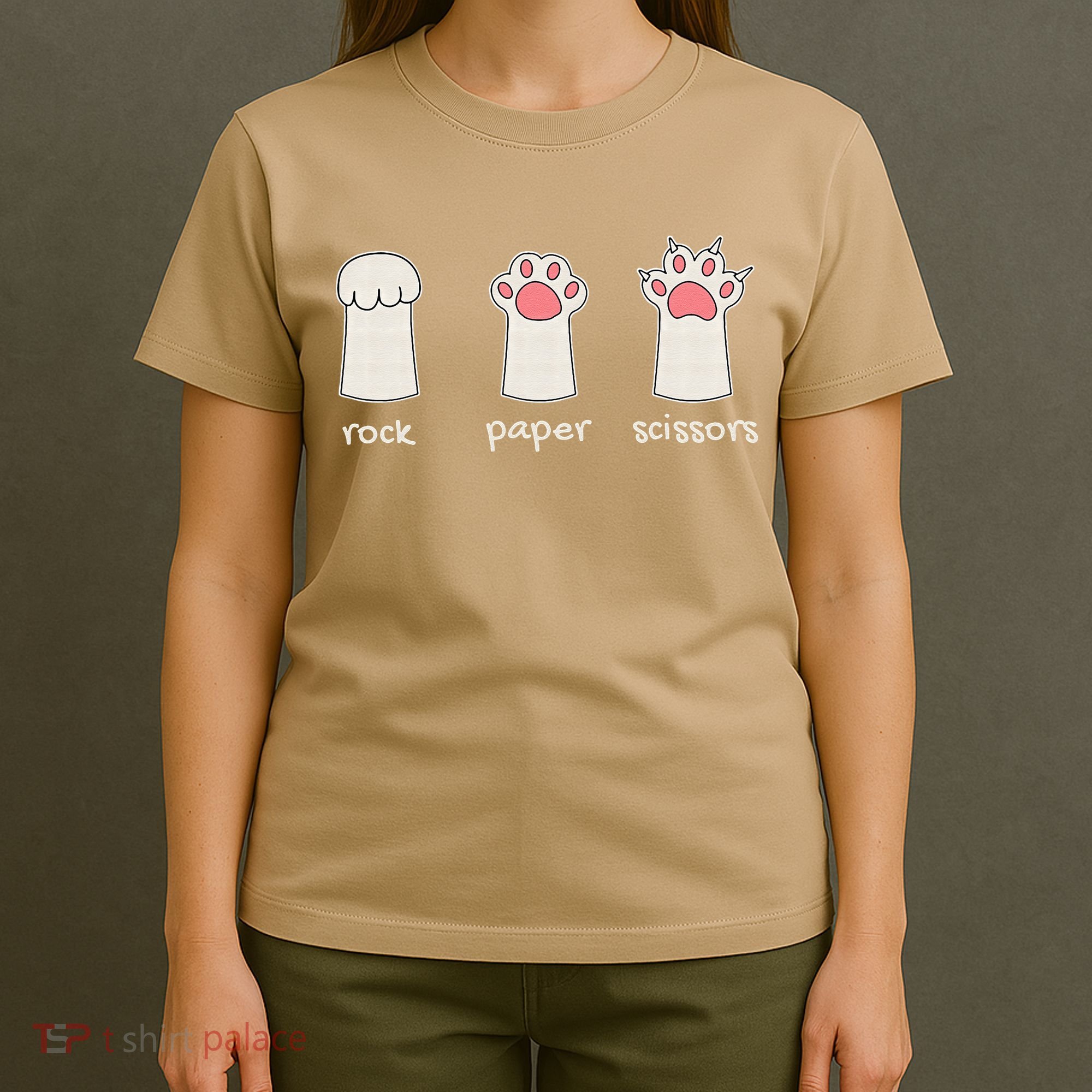 Funny Cat Rock Paper Scissors Cute Cat Paws T-Shirt