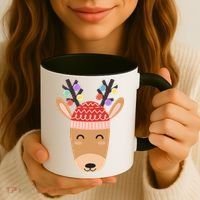 Festive Christmas Reindeer Coffee Mug thumb 3