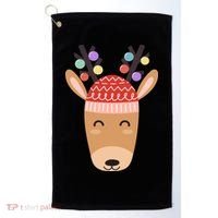Festive Christmas Reindeer Golf Towel thumb 0
