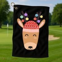 Festive Christmas Reindeer Golf Towel thumb 1