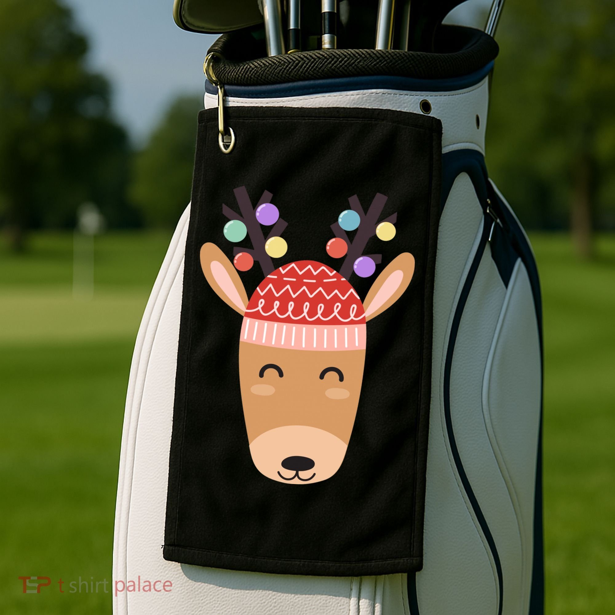 Festive Christmas Reindeer Golf Towel