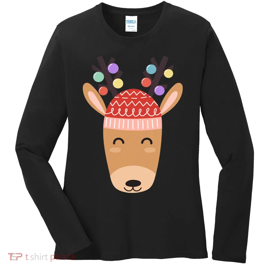 Festive Christmas Reindeer Women's Long Sleeve Shirt