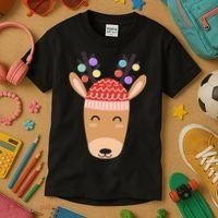 Festive Christmas Reindeer Kids T-Shirt thumb 3