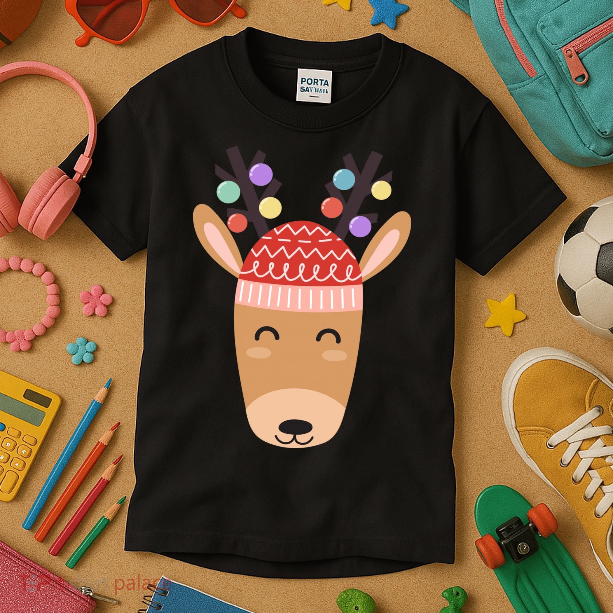 Festive Christmas Reindeer Kids T-Shirt