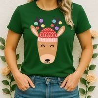 Festive Christmas Reindeer Women's T-Shirt thumb 2