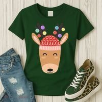 Festive Christmas Reindeer Women's T-Shirt thumb 3