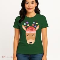 Festive Christmas Reindeer Women's T-Shirt thumb 4