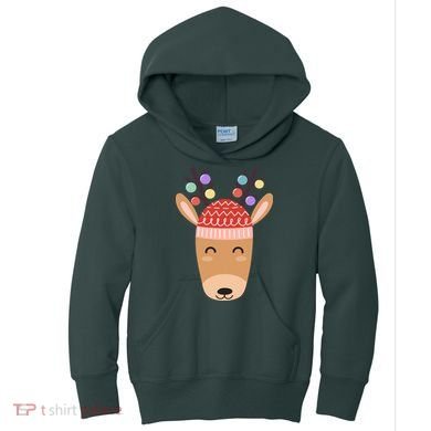 Festive Christmas Reindeer Kids Hoodie