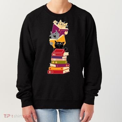 Funny Cats Reading Books Reading Book Lover Women's Sweatshirt