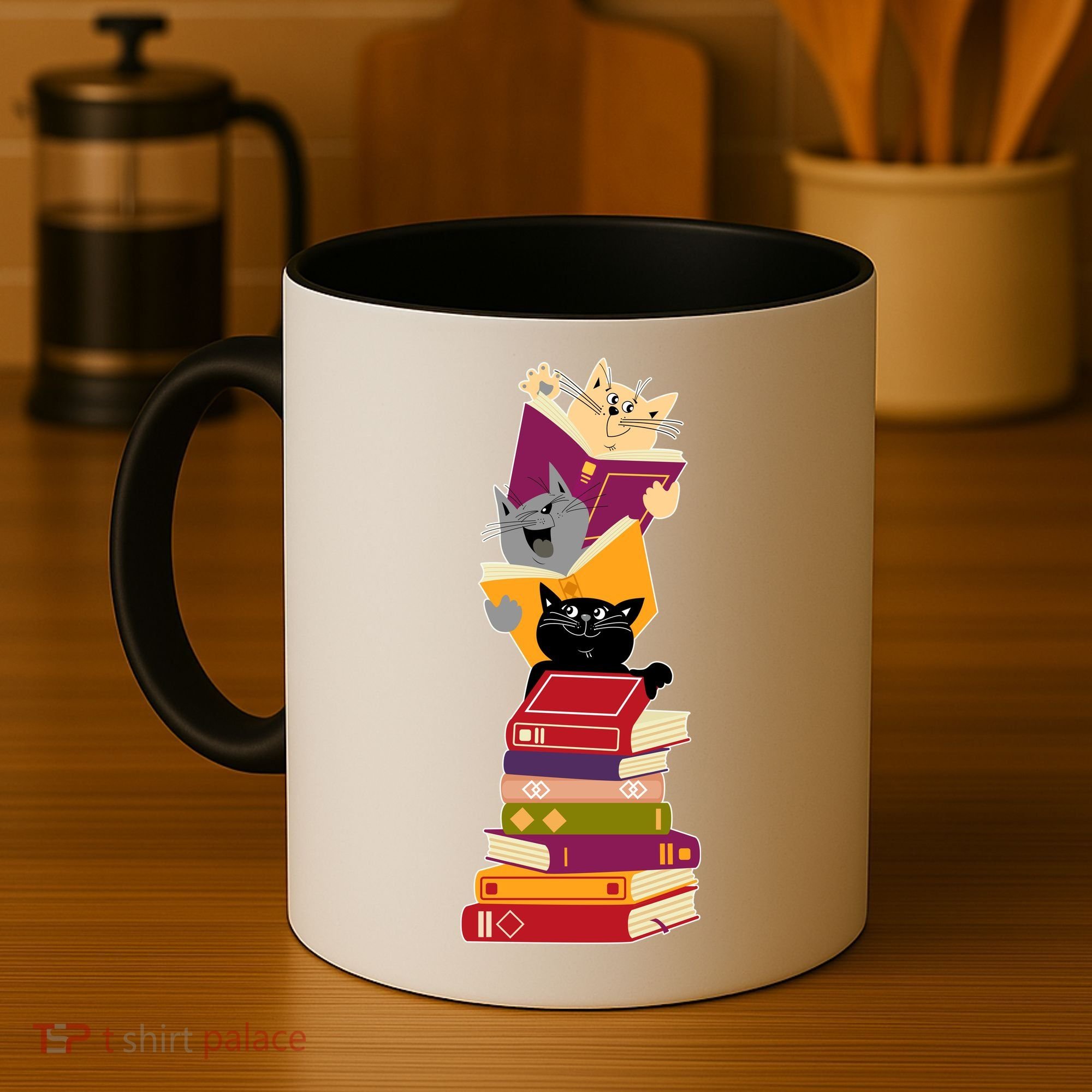 Funny Cats Reading Books Reading Book Lover Coffee Mug