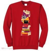 Funny Cats Reading Books Reading Book Lover Sweatshirt thumb 0