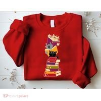 Funny Cats Reading Books Reading Book Lover Sweatshirt thumb 2