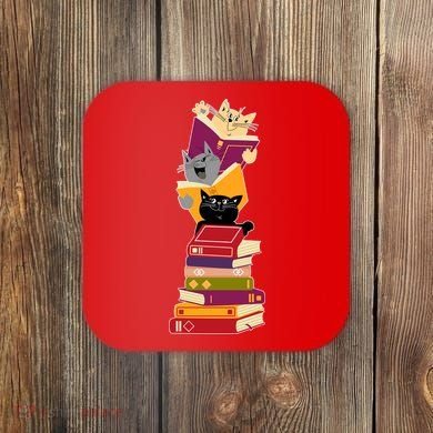 Funny Cats Reading Books Reading Book Lover Coaster