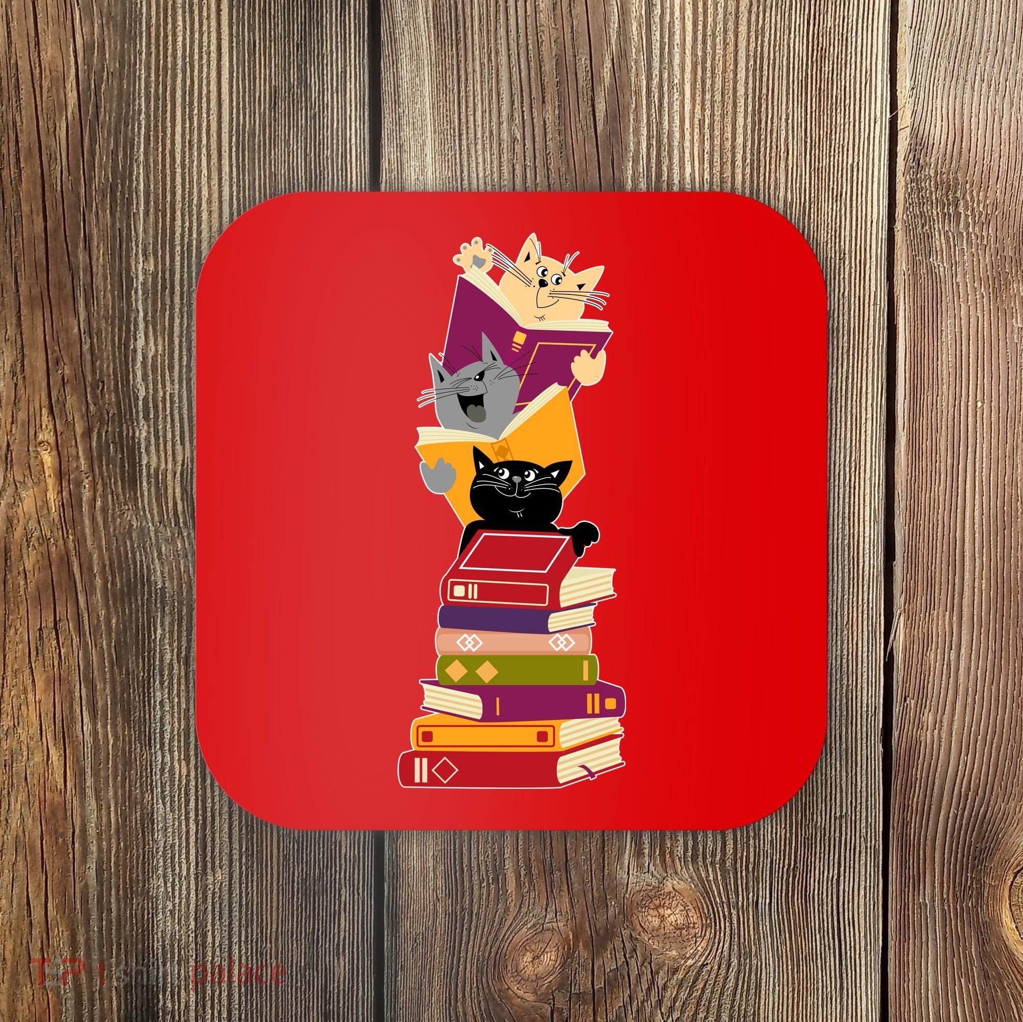 Funny Cats Reading Books Reading Book Lover Coaster