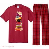 Funny Cats Reading Books Reading Book Lover Pajama Set thumb 0