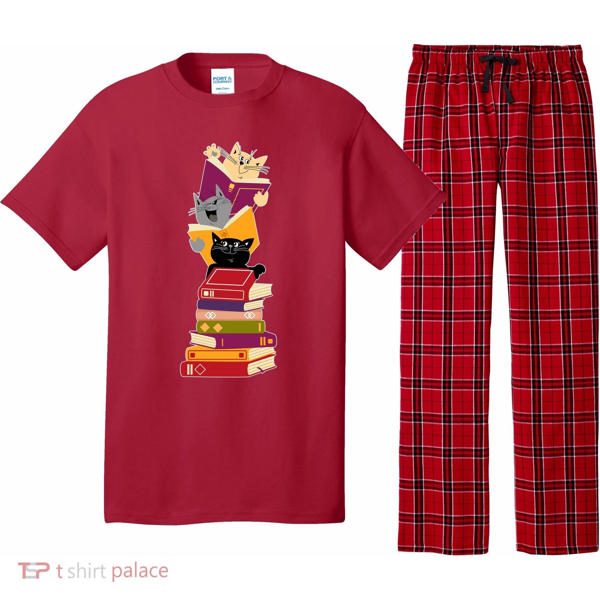 Funny Cats Reading Books Reading Book Lover Pajama Set