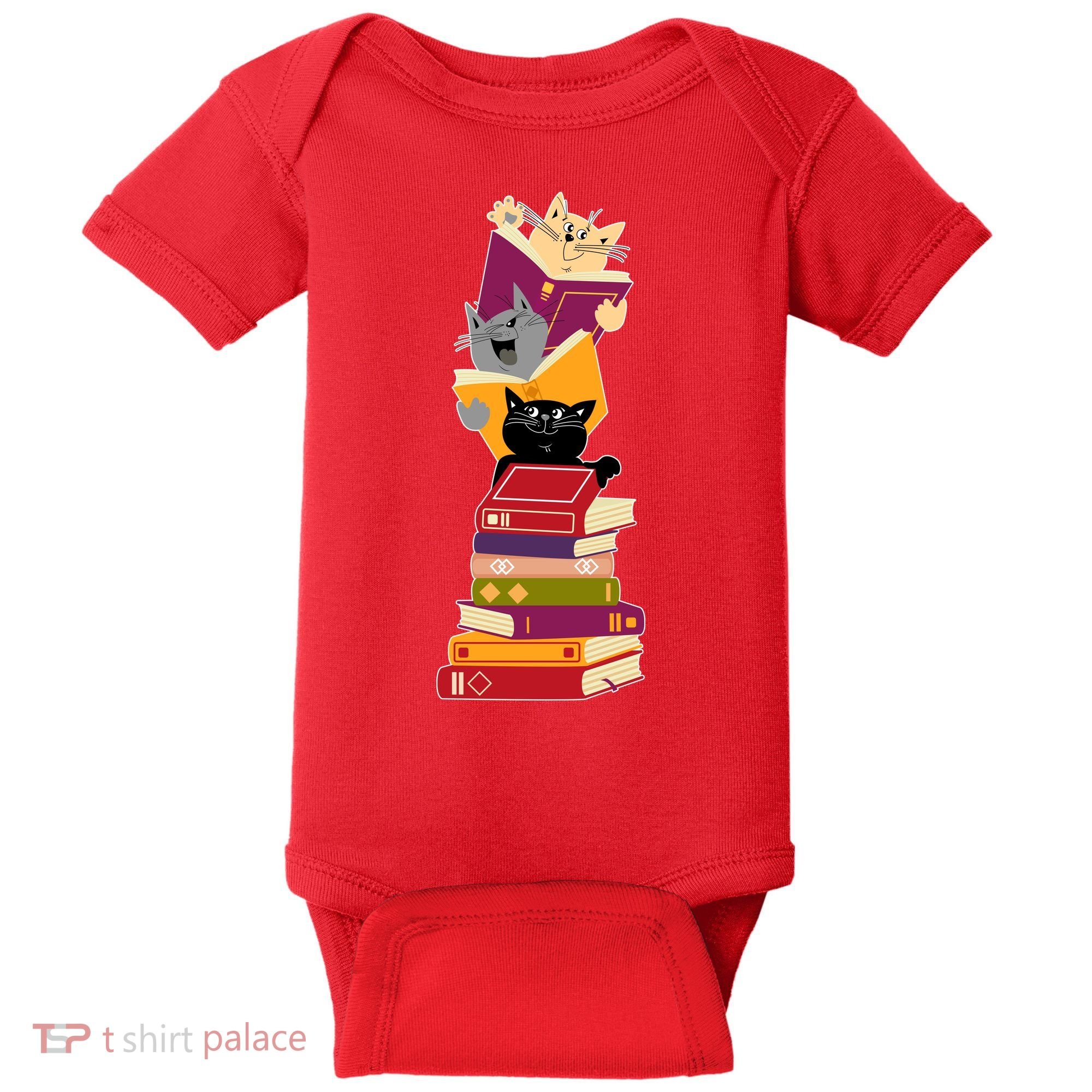 Funny Cats Reading Books Reading Book Lover Baby Bodysuit