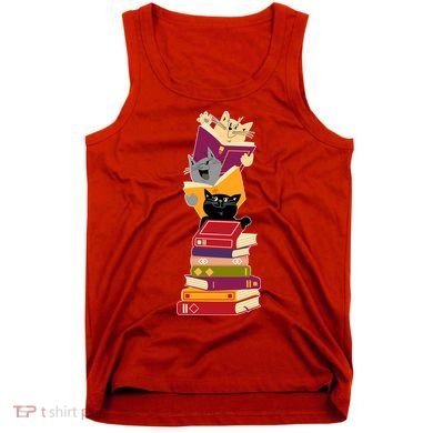 Funny Cats Reading Books Reading Book Lover Tank Top