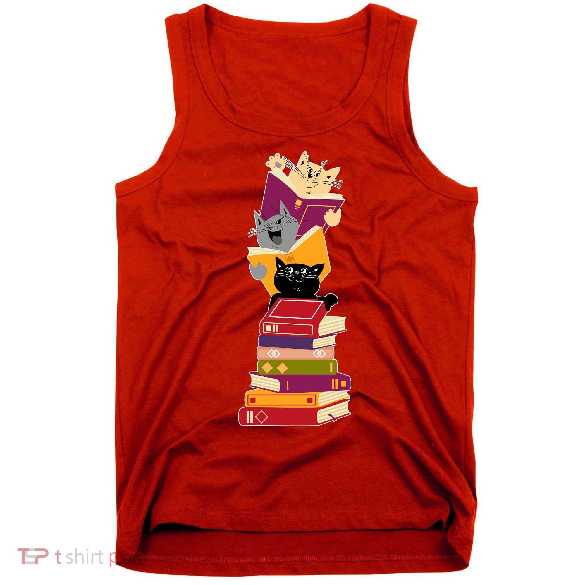 Funny Cats Reading Books Reading Book Lover Tank Top