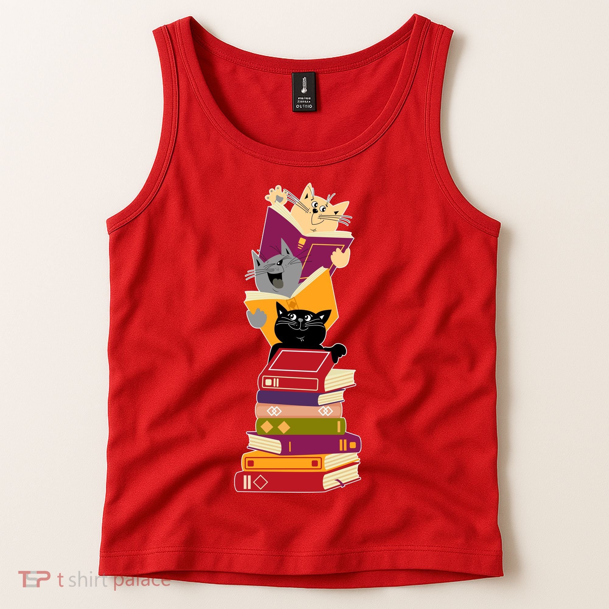 Funny Cats Reading Books Reading Book Lover Tank Top