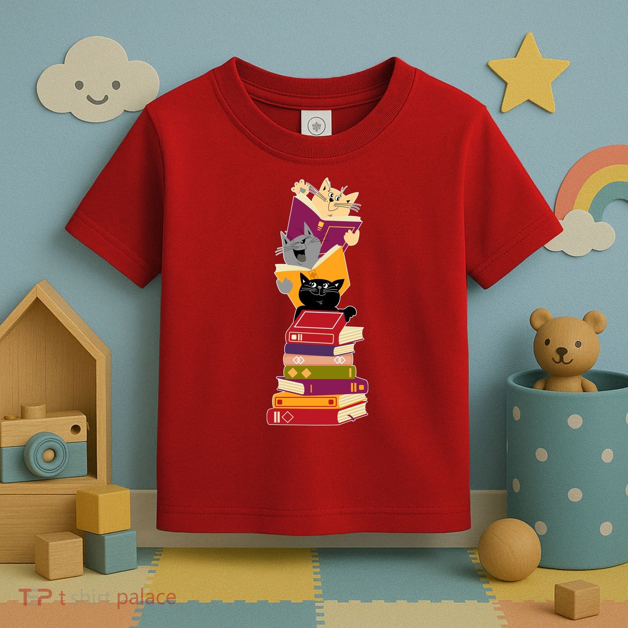 Funny Cats Reading Books Reading Book Lover Toddler T-Shirt