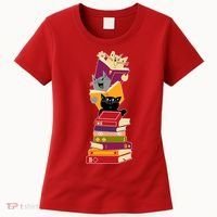 Funny Cats Reading Books Reading Book Lover Women's T-Shirt thumb 0