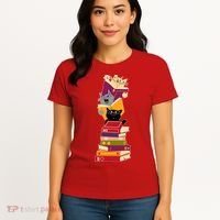 Funny Cats Reading Books Reading Book Lover Women's T-Shirt thumb 4