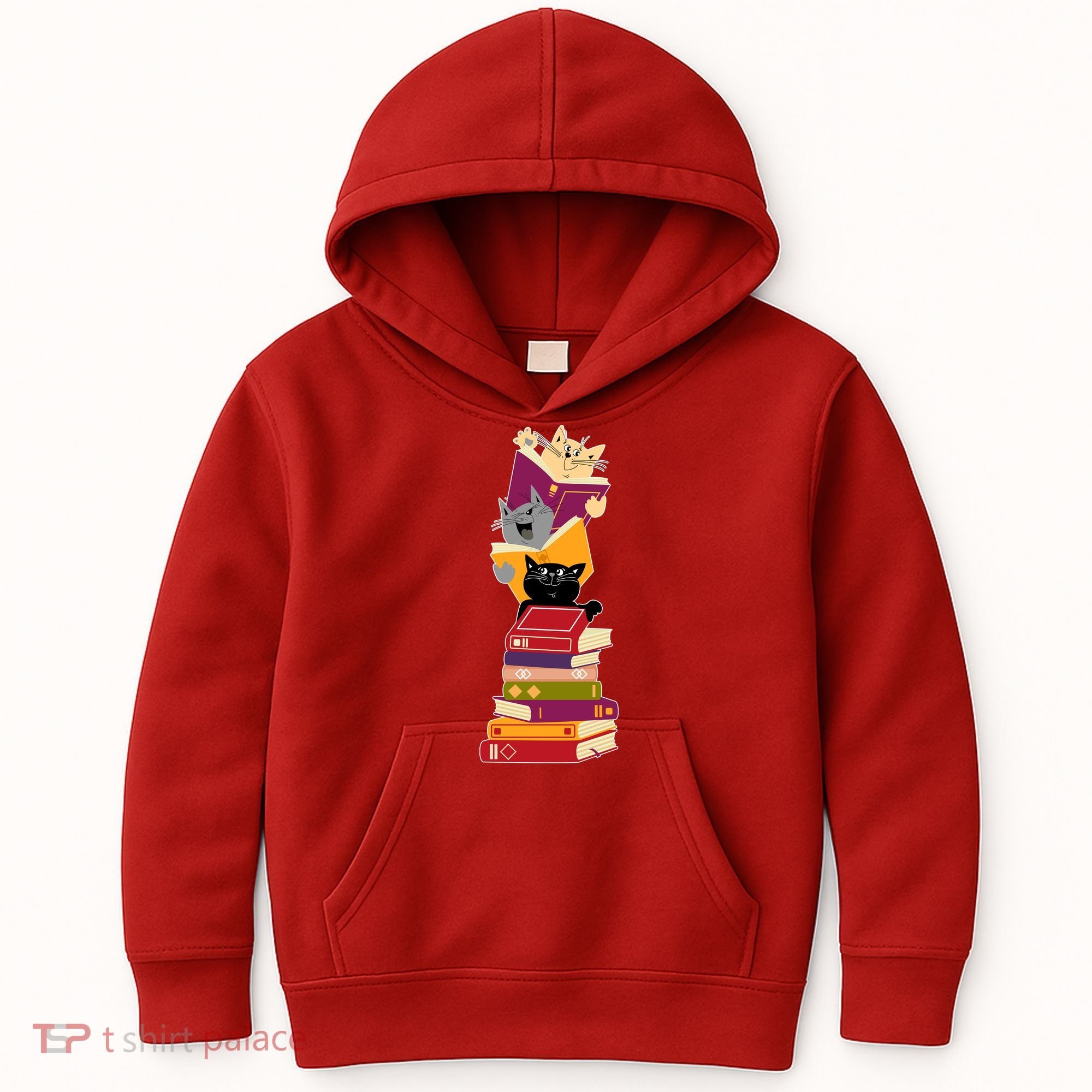 Funny Cats Reading Books Reading Book Lover Kids Hoodie
