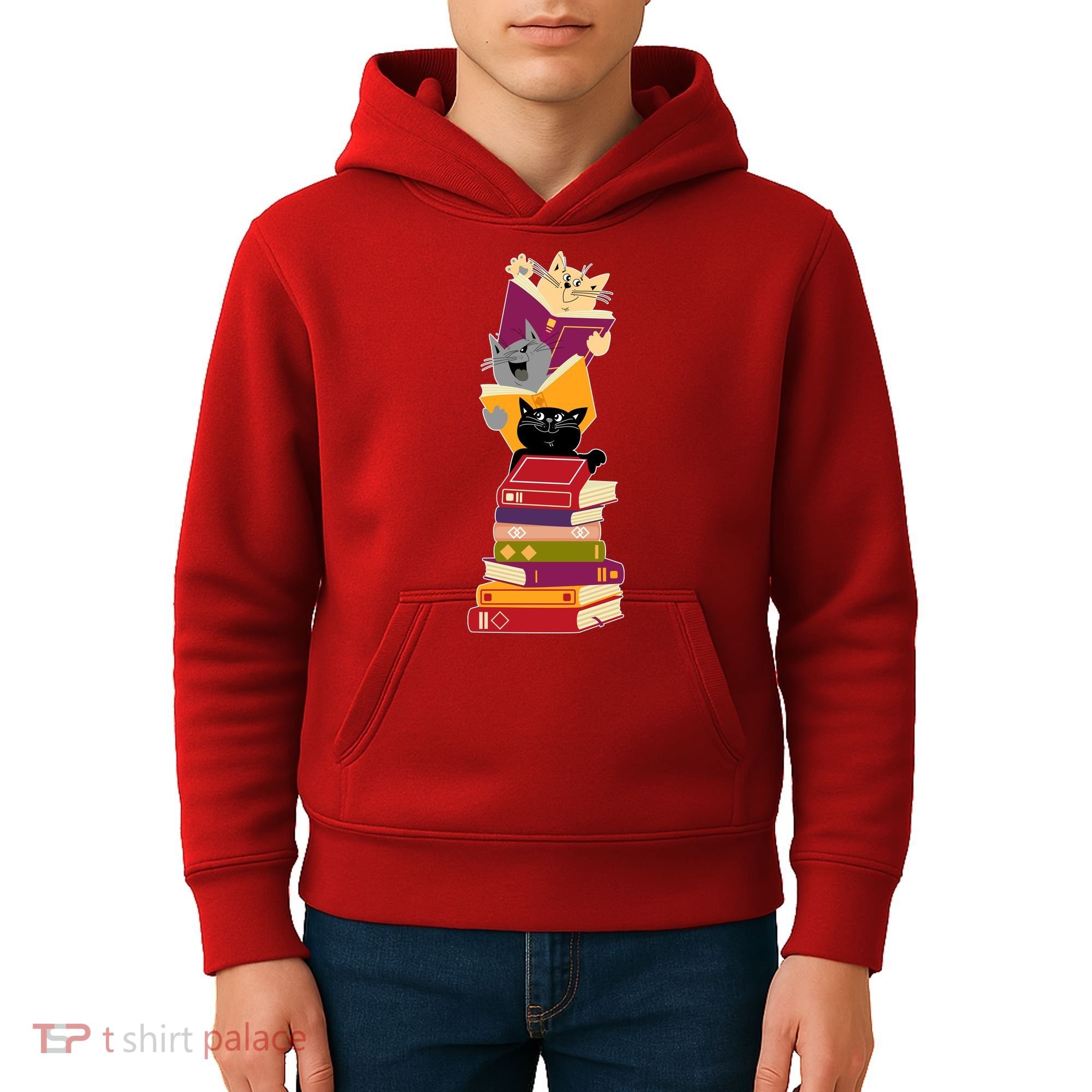Funny Cats Reading Books Reading Book Lover Kids Hoodie