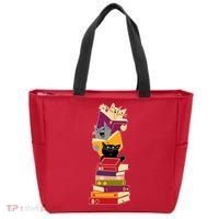 Funny Cats Reading Books Reading Book Lover Tote Bag thumb 0
