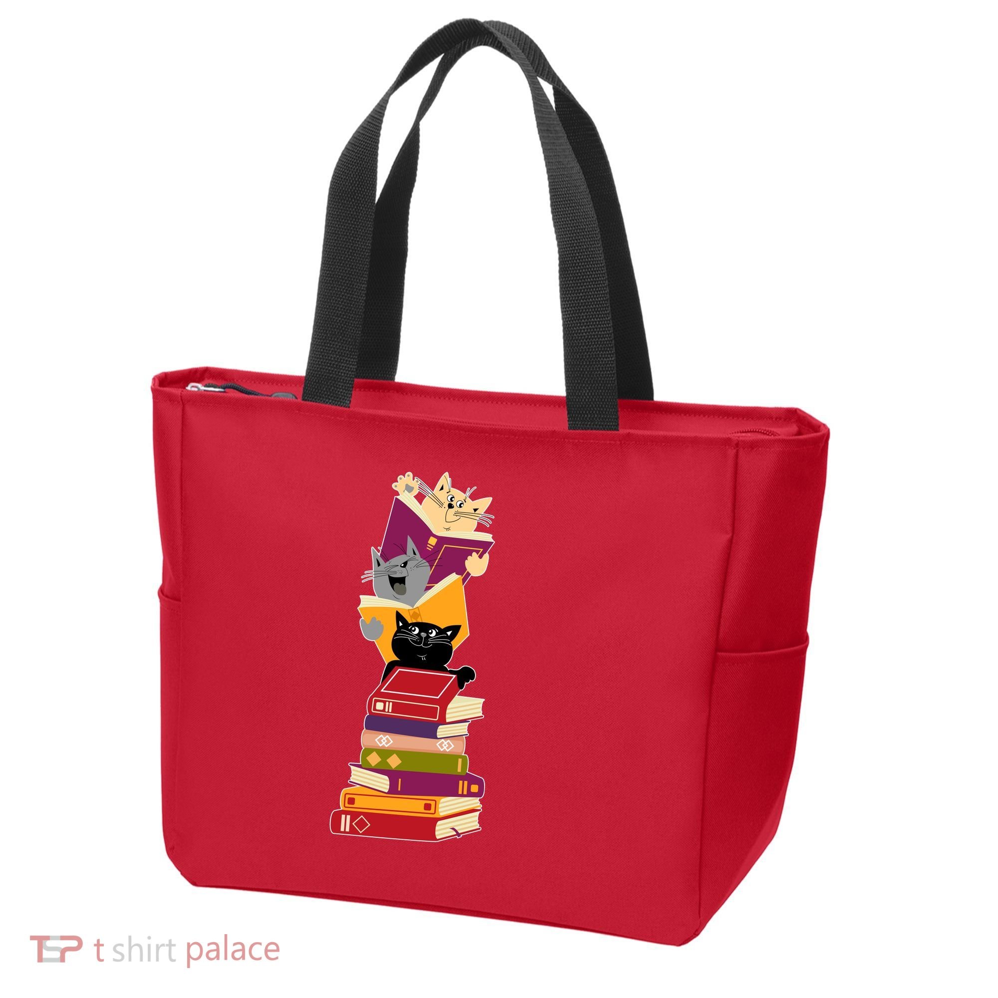 Funny Cats Reading Books Reading Book Lover Tote Bag