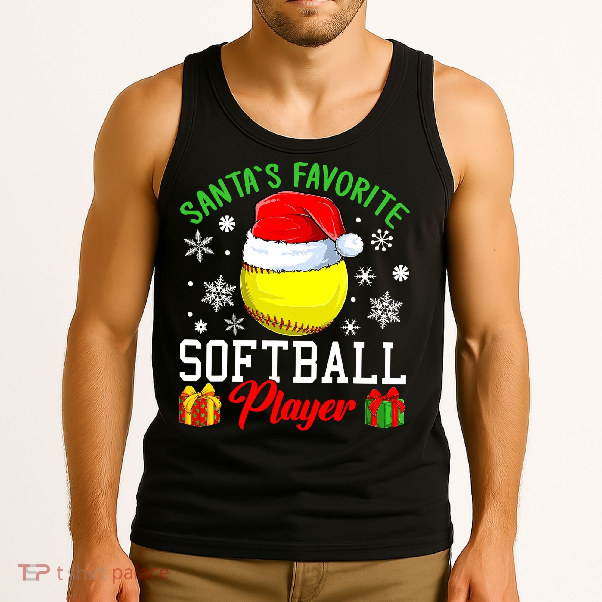 Funny Chillin' Snowman Softball Ball Ugly Christmas Sweater Tank Top