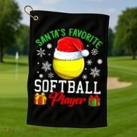 Funny Chillin' Snowman Softball Ball Ugly Christmas Sweater Golf Towel thumb 1