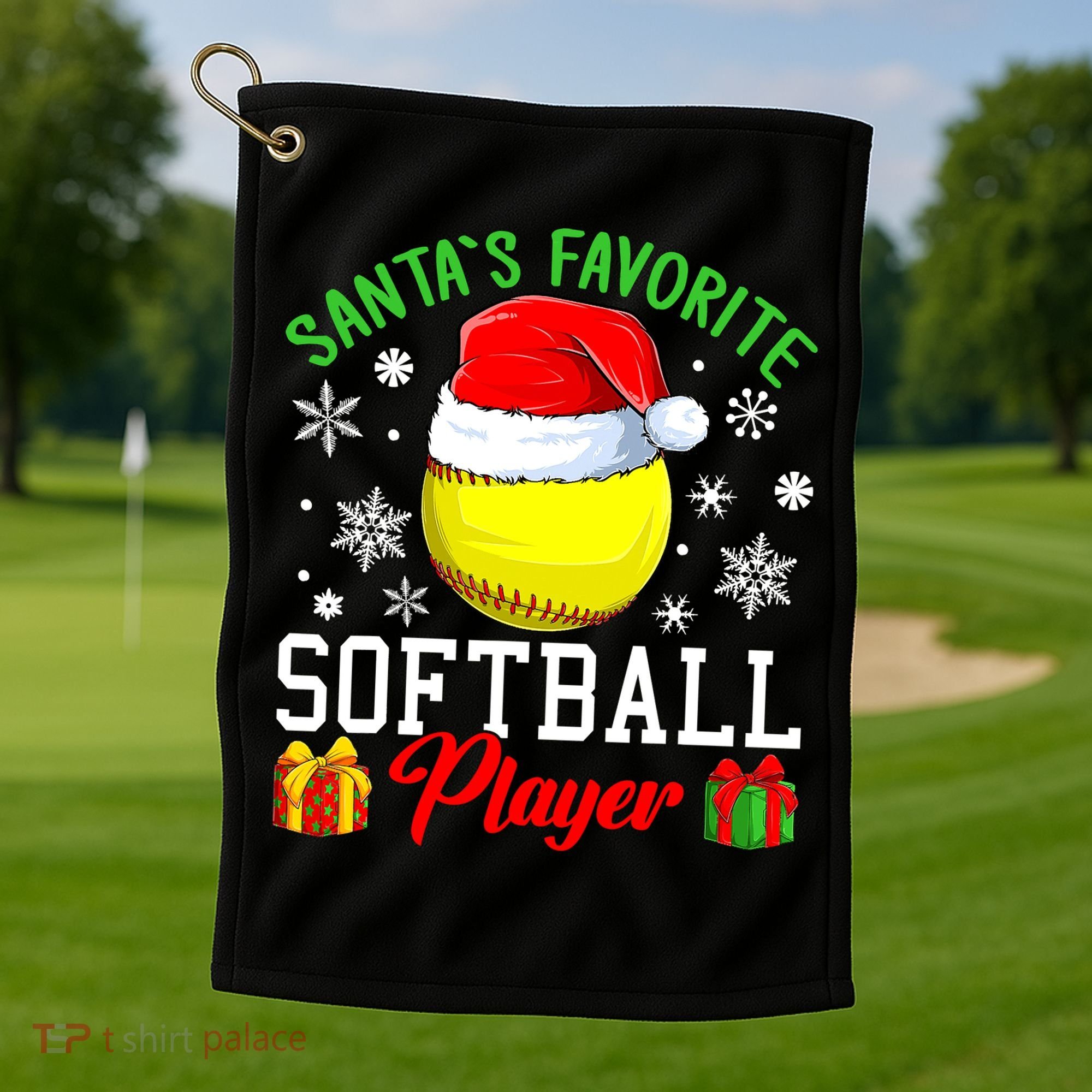 Funny Chillin' Snowman Softball Ball Ugly Christmas Sweater Golf Towel