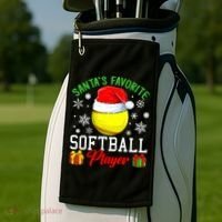 Funny Chillin' Snowman Softball Ball Ugly Christmas Sweater Golf Towel thumb 2
