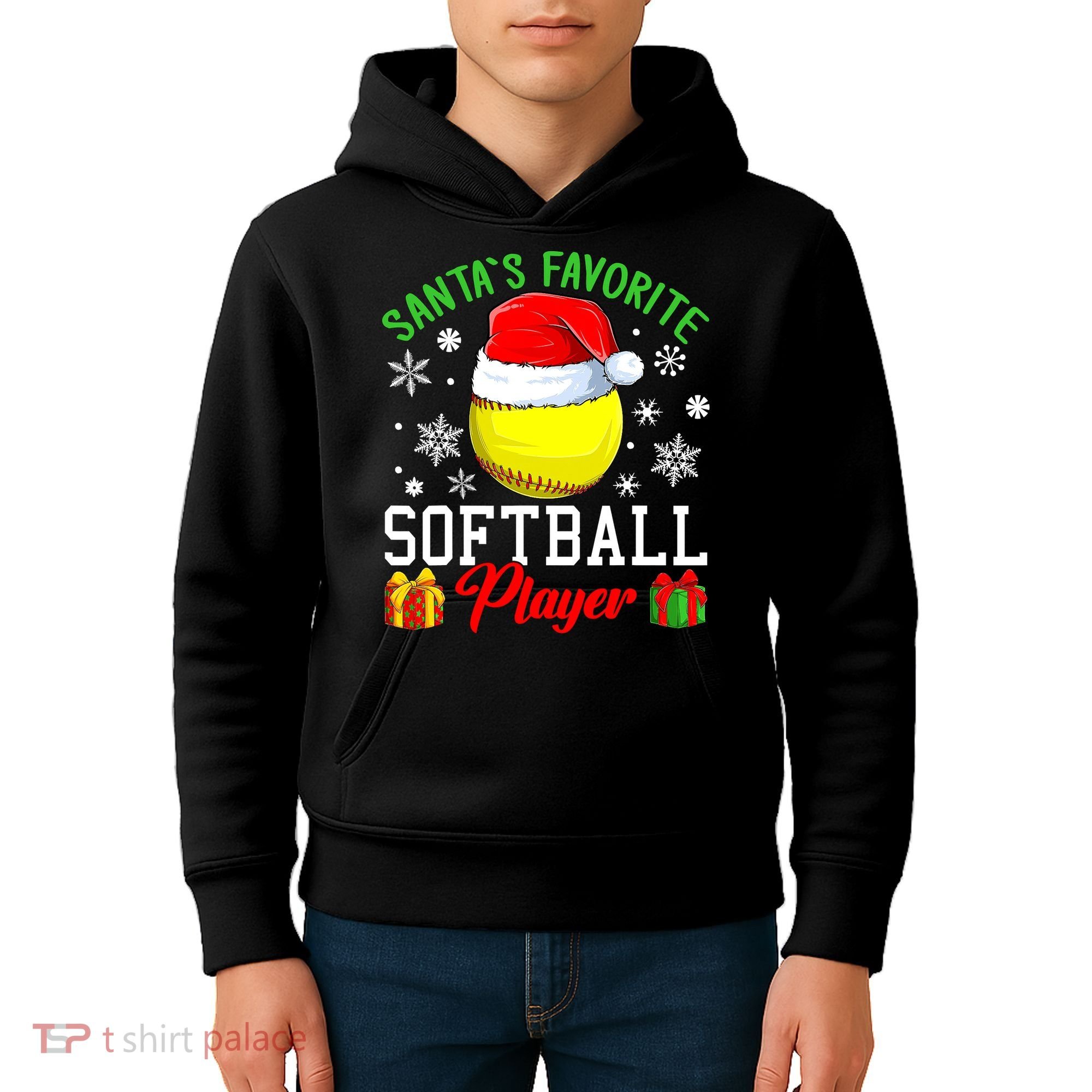 Funny Chillin' Snowman Softball Ball Ugly Christmas Sweater Kids Hoodie