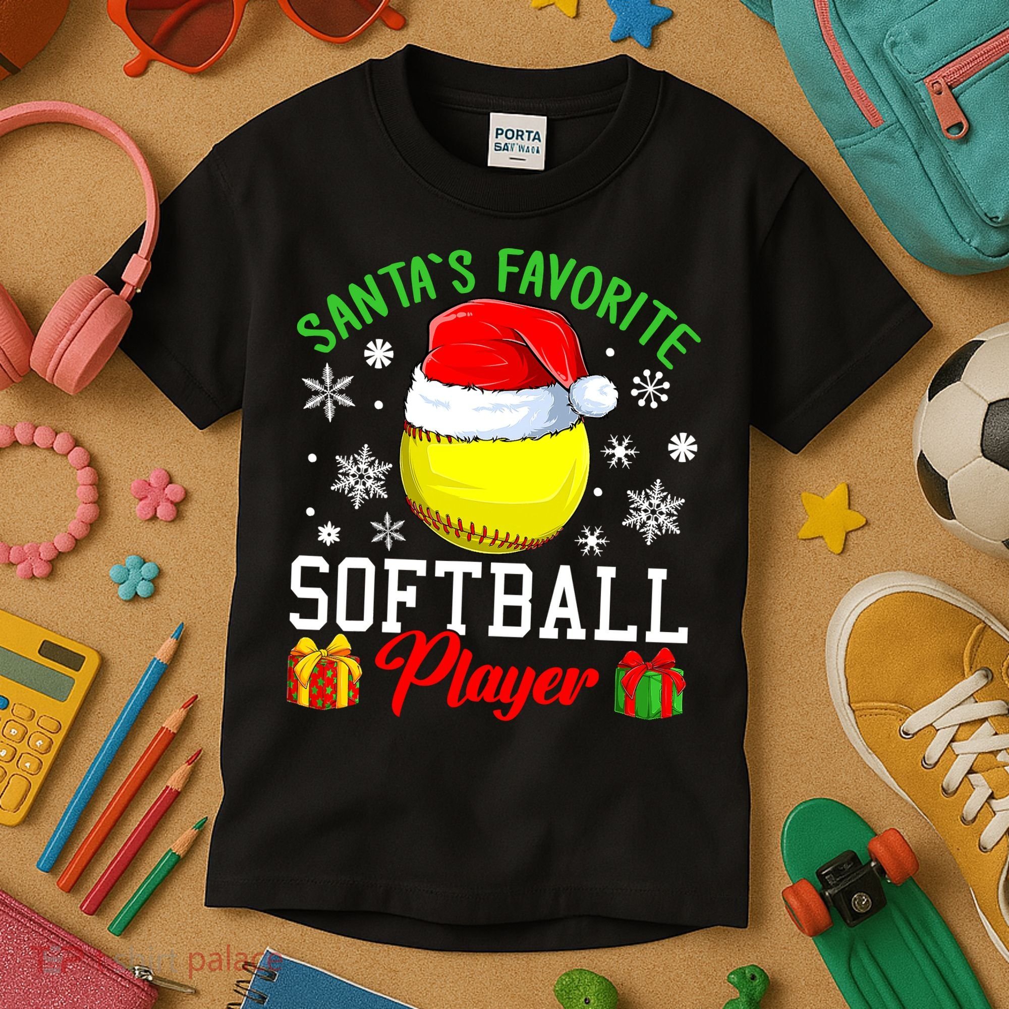 Funny Chillin' Snowman Softball Ball Ugly Christmas Sweater Kids T-Shirt