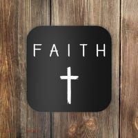 Faith Cross Subtle Christian Minimalist Religious Faith Coaster thumb 0