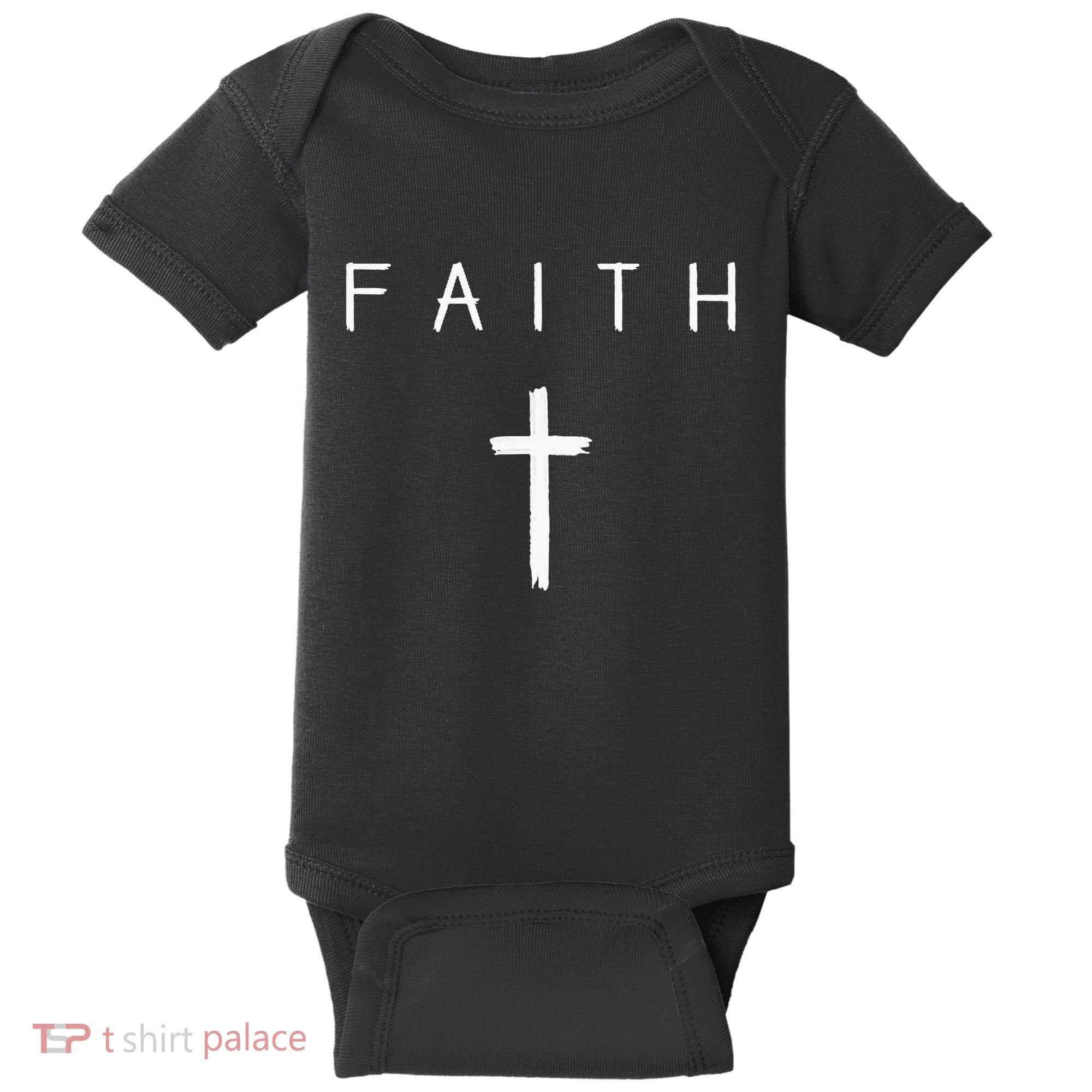 Faith Cross Subtle Christian Minimalist Religious Faith Baby Bodysuit