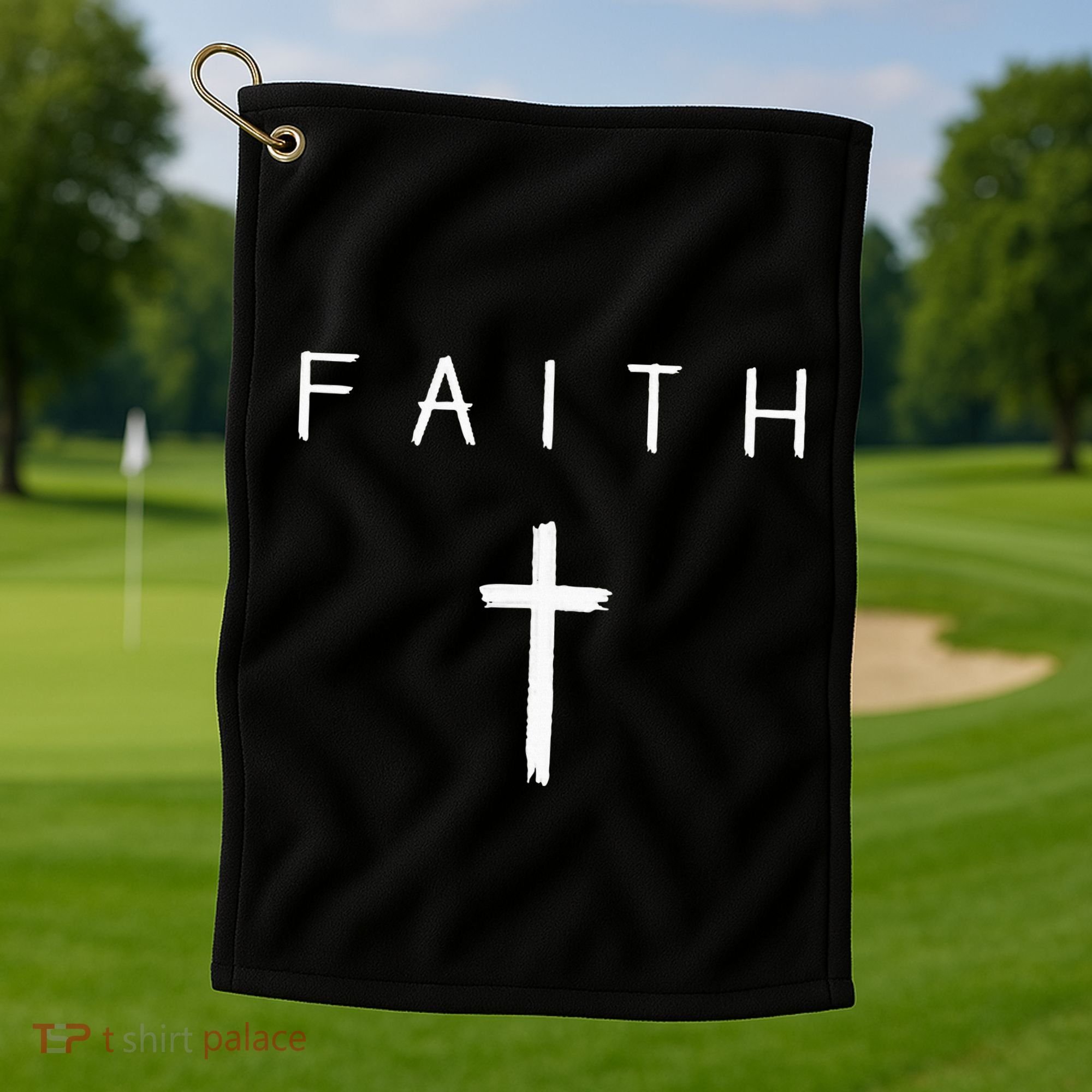 Faith Cross Subtle Christian Minimalist Religious Faith Golf Towel