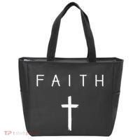 Faith Cross Subtle Christian Minimalist Religious Faith Tote Bag thumb 0