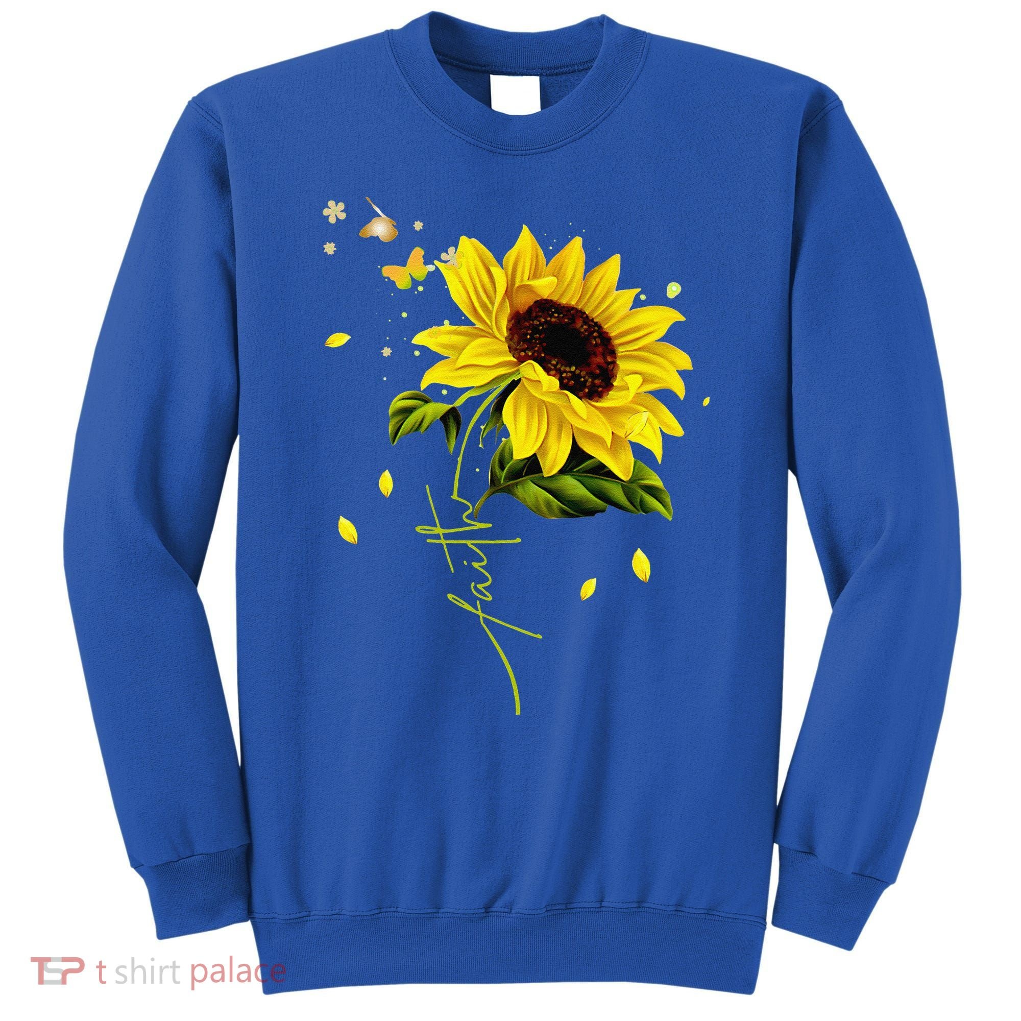 Faith Cross Sunflower Butterflies Flowers Christians Jesus Sweatshirt