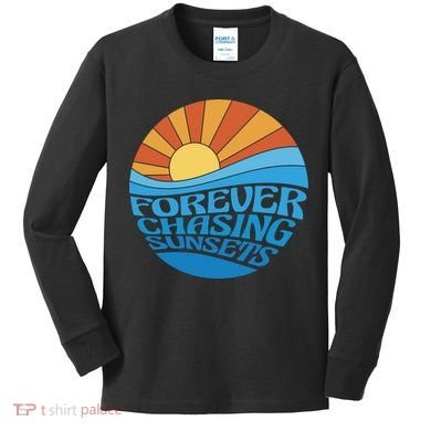 Forever Chasing Sunsets Retro Kids Long Sleeve Shirt