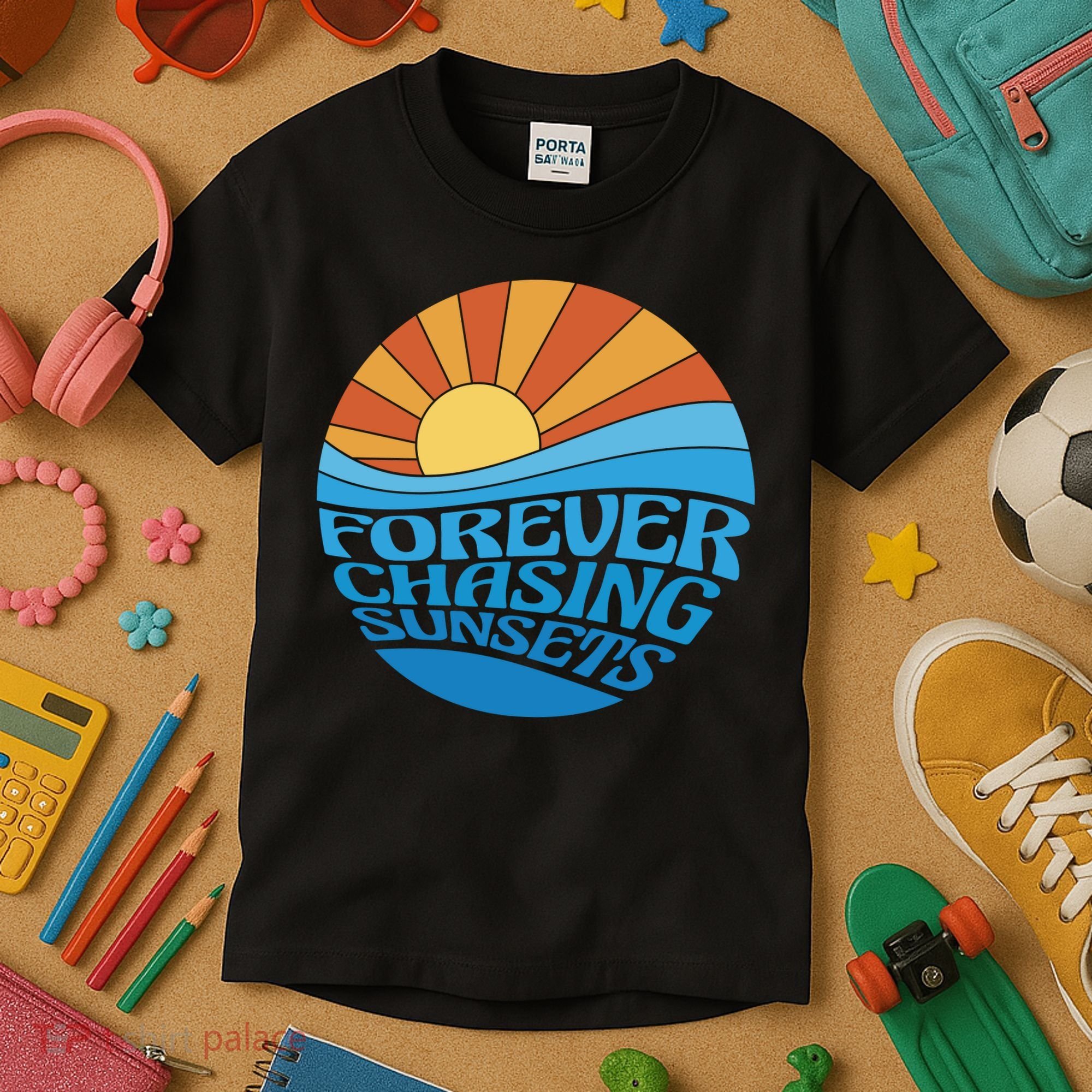 Forever Chasing Sunsets Retro Kids T-Shirt