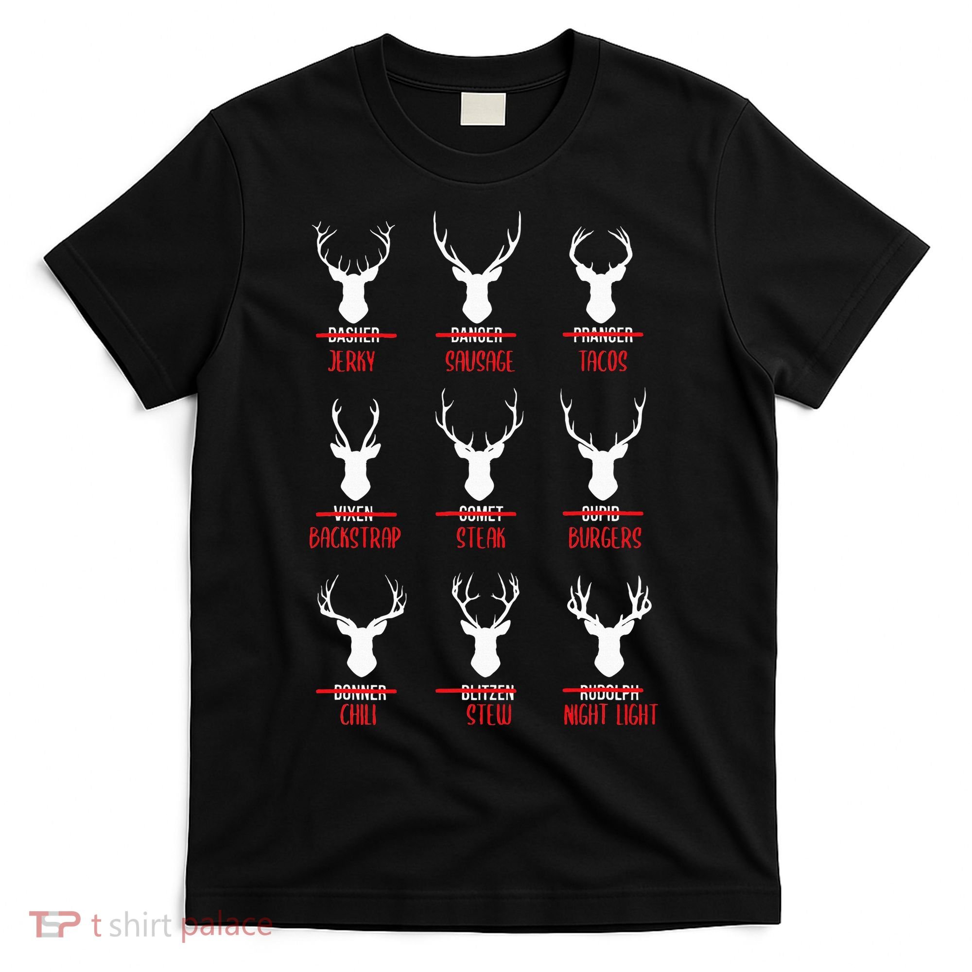 Funny Christmas Santa Reindeer List Pajamas For Deer Hunters T-Shirt