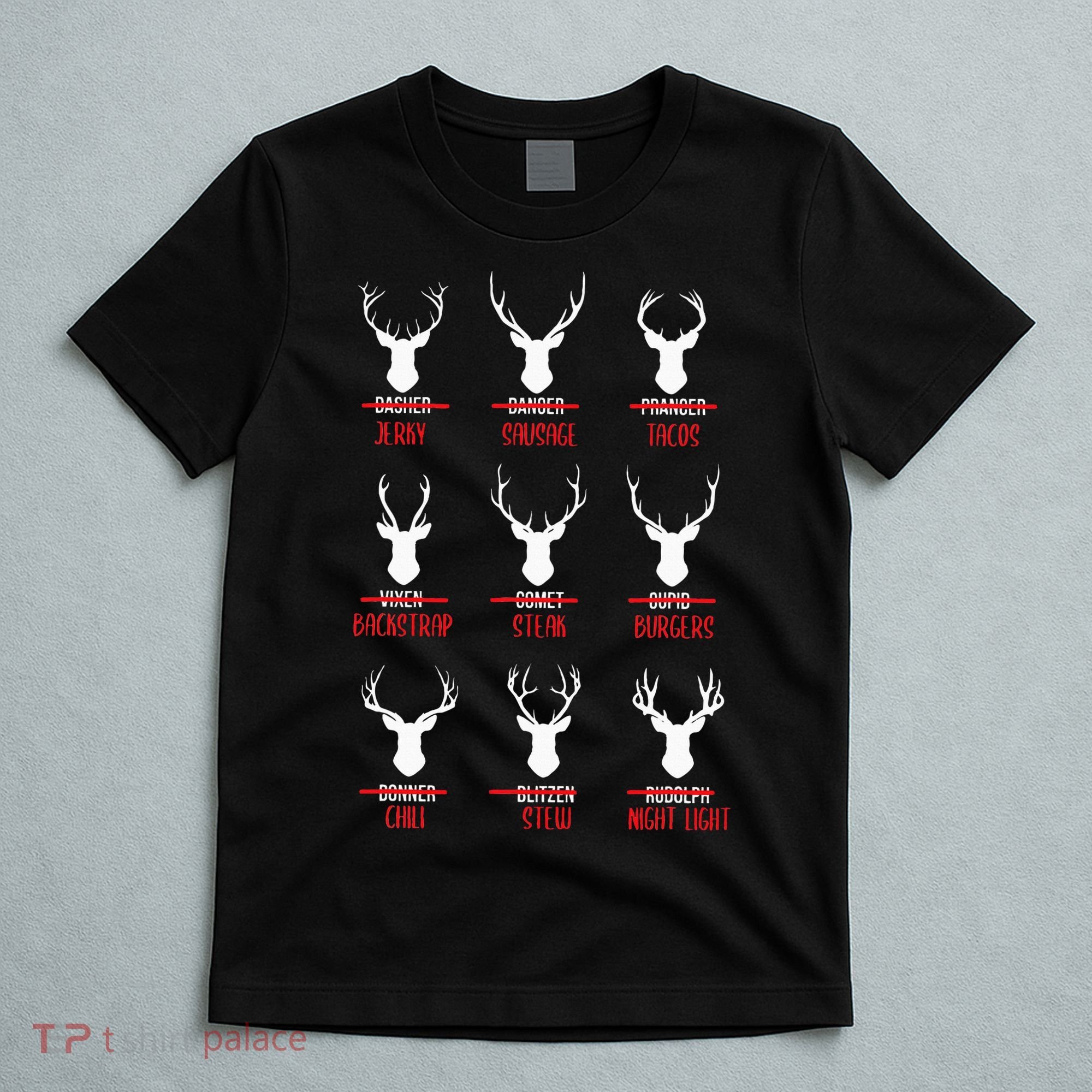 Funny Christmas Santa Reindeer List Pajamas For Deer Hunters T-Shirt