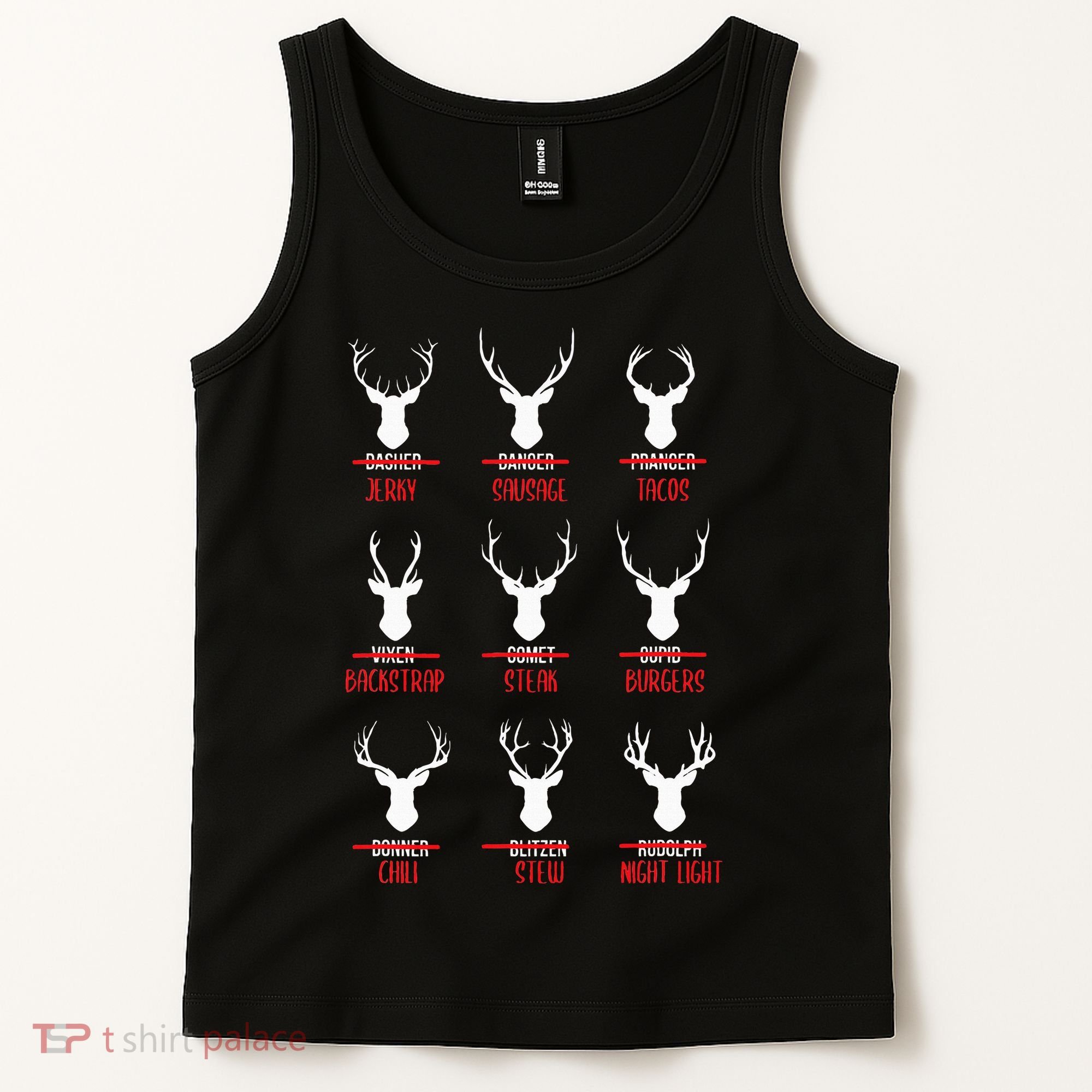 Funny Christmas Santa Reindeer List Pajamas For Deer Hunters Tank Top