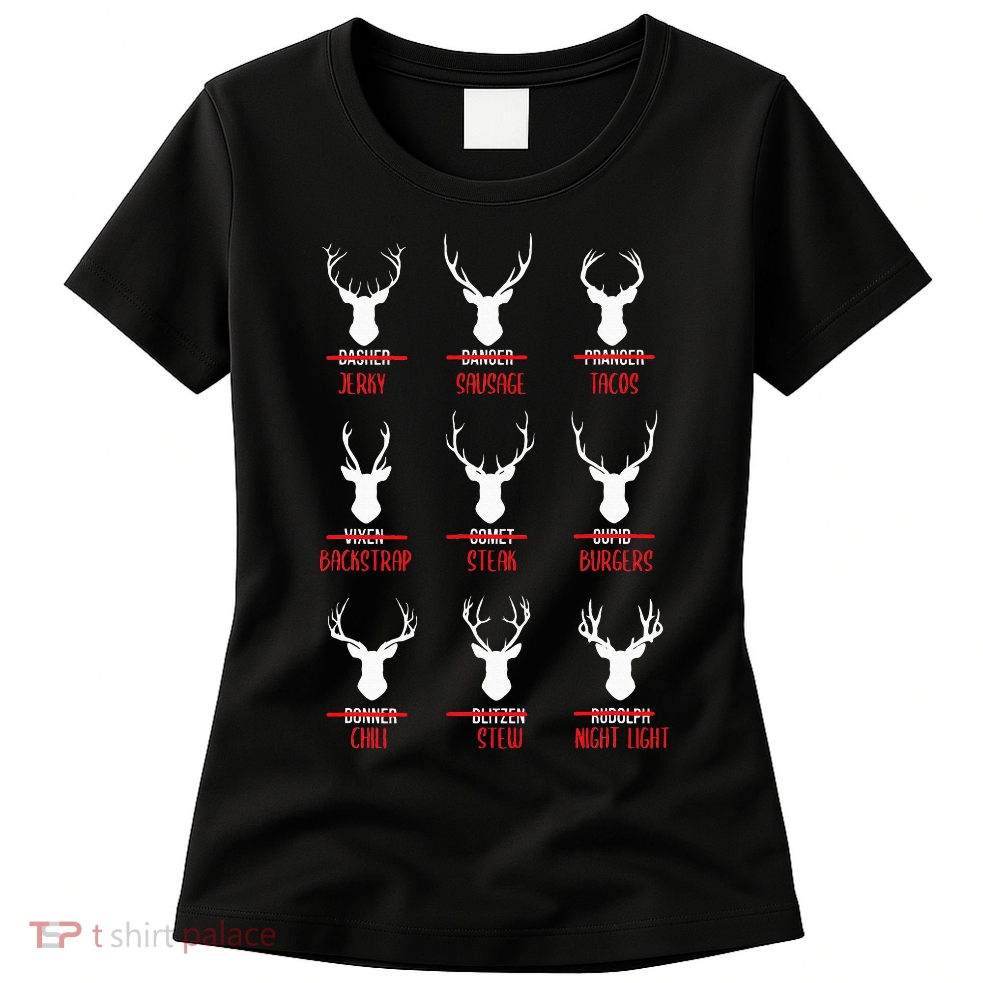 Funny Christmas Santa Reindeer List Pajamas For Deer Hunters Women's T-Shirt